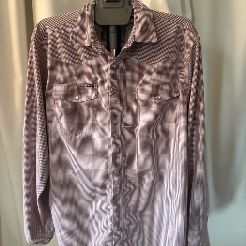 Poncho Men's Button-Up Shirt in Purple Checkered Pattern